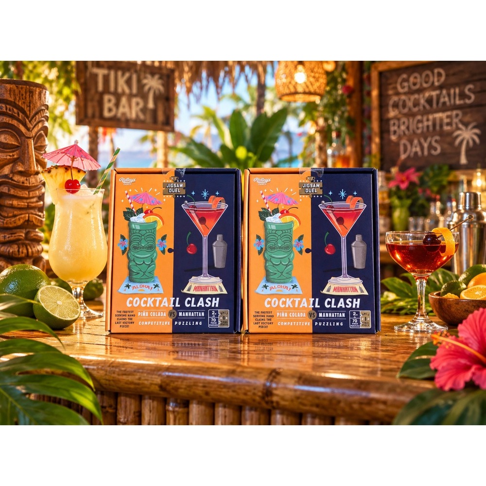 Ridley's Games Cocktail Clash Jigsaw Duel 2 Player Puzzle Set Pina Colada New
